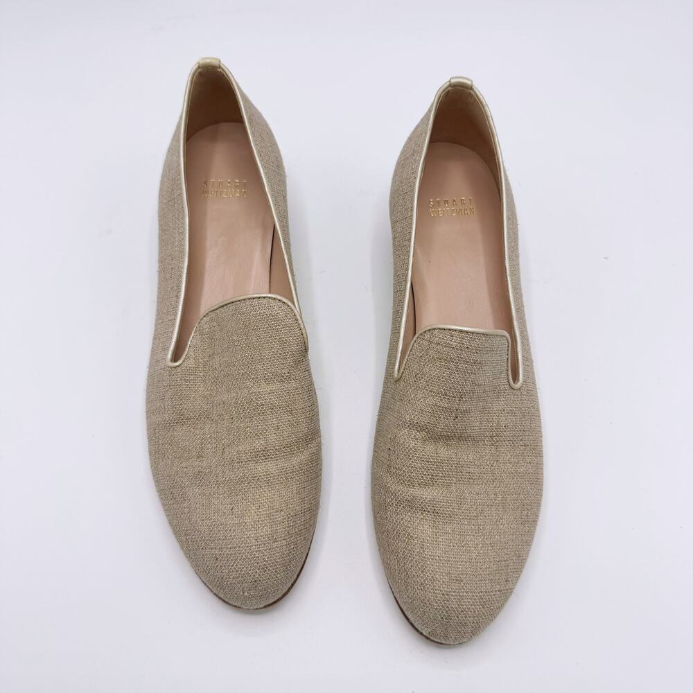 Stuart Weitzman Metallic Linen Loafers